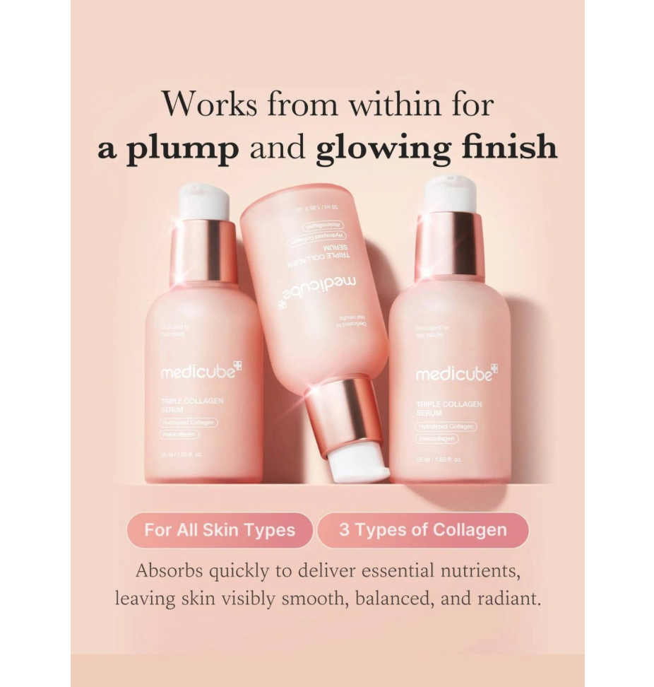 Serum Facial Triple Colágeno 55 ml con Colágeno Hidrolizado, Atelocolágeno y Soluble para Elasticidad, Hidratación Profunda y Glow Rejuvenecedor en Todos los Tipos de Piel