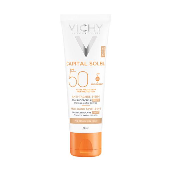 Vichy Capital Soleil Anti-Dark Spot 3 en 1 SPF 50+ con Color – 50 ml