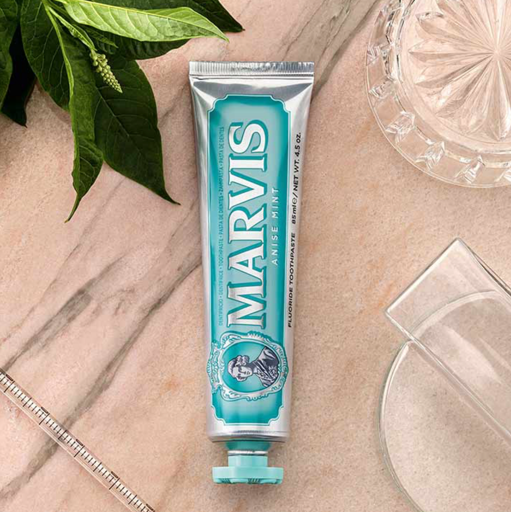 Marvis - Pasta de dientes Anise Mint 85 ml para cuidado bucal premium, con flúor y xilitol contra caries, fórmula vegana concentrada y sin conservantes