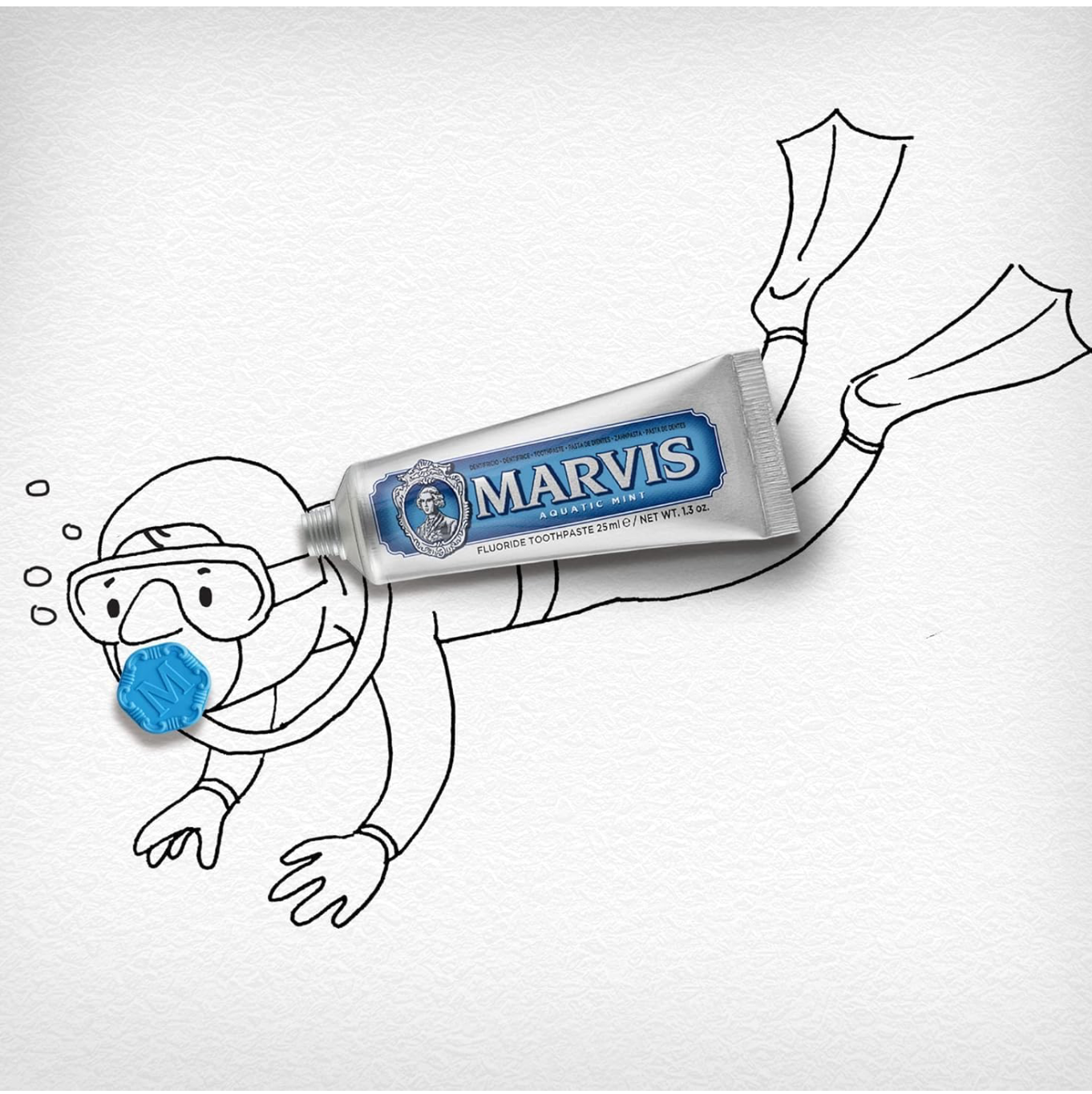 Marvis - Pasta de dientes Menta Acuática 85 ml para prevención de caries, con flúor y xilitol, fórmula vegana concentrada sin conservantes, frescor polar intenso