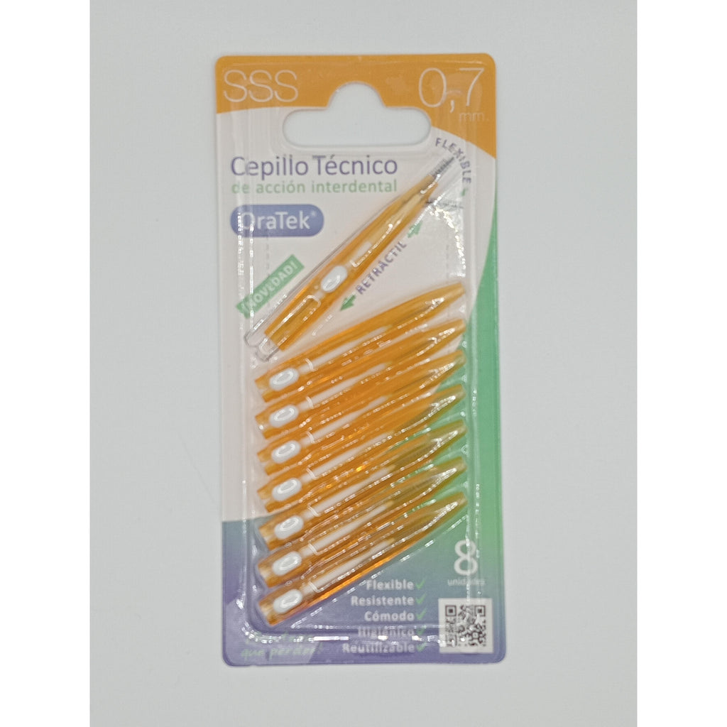 CEPILLO INTERDENTAL RETRACTIL, 0,7 mm, 8 unidades, Oratek
