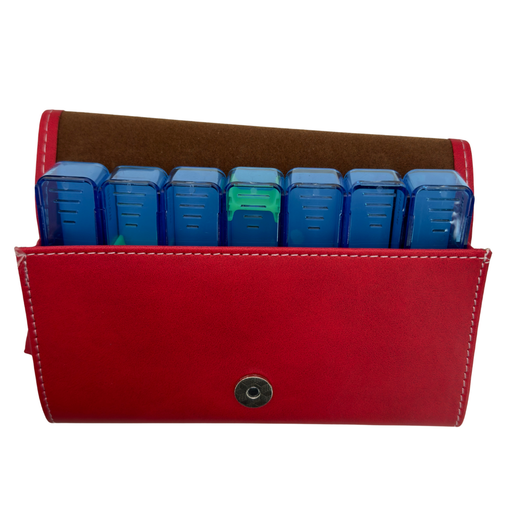 Pastillero Semanal de Cartera en Piel Sintética con Espacios Separados para Tratamiento de Toda la Semana