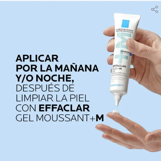 Crema EFFACLAR DUO+M para piel grasa y acneica, tratamiento triple anti-imperfecciones con Phylobioma, corrige marcas de acné y controla el sebo, 40 ml