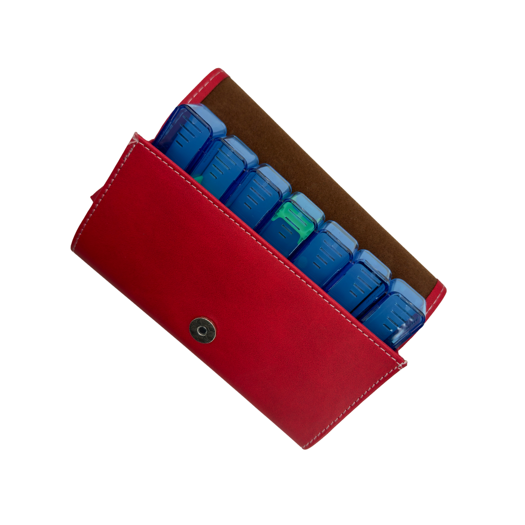 Pastillero Semanal de Cartera en Piel Sintética con Espacios Separados para Tratamiento de Toda la Semana