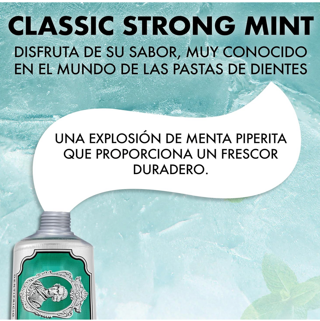 Marvis - Pasta de dientes Classic Strong Mint 85 ml para cuidado bucal intensivo con menta piperita pura, frescor ártico duradero y protección contra caries con flúor + xilitol