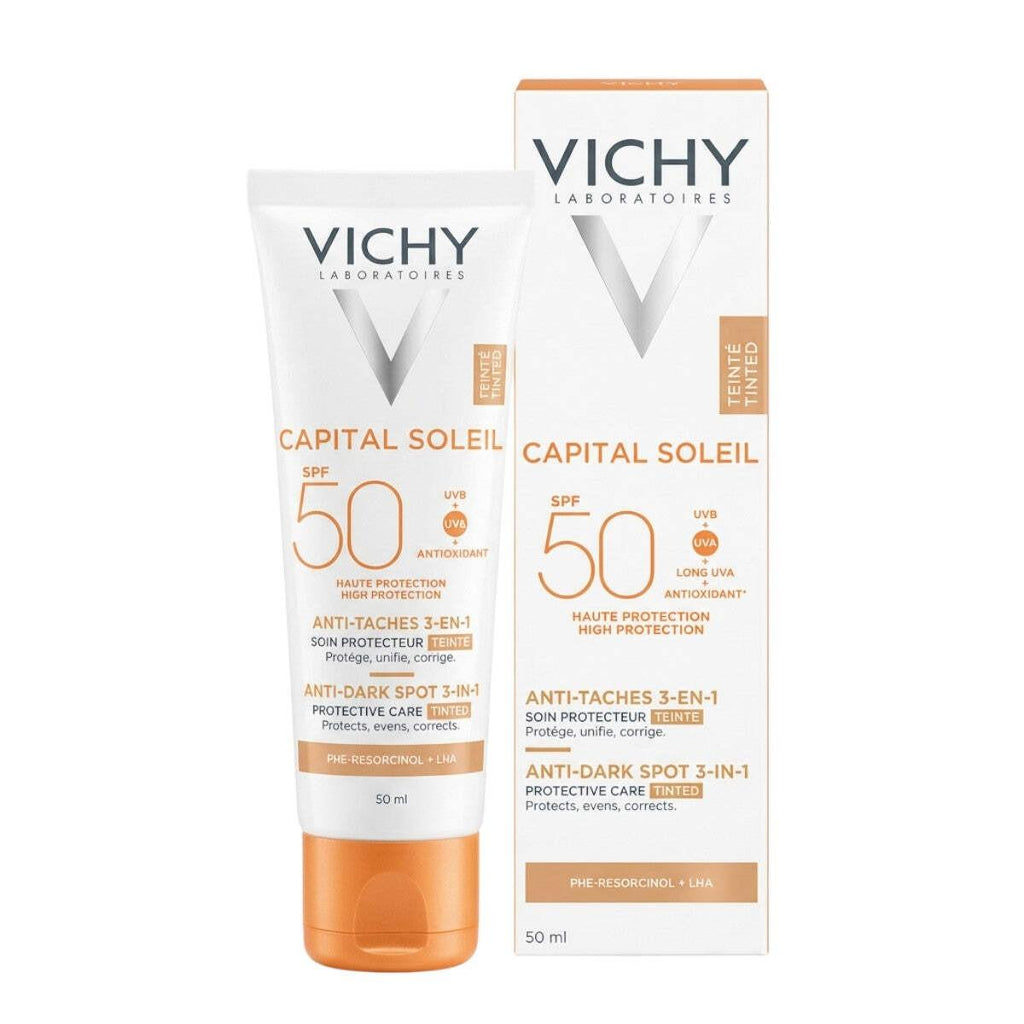 Vichy Capital Soleil Anti-Dark Spot 3 en 1 SPF 50+ con Color – 50 ml