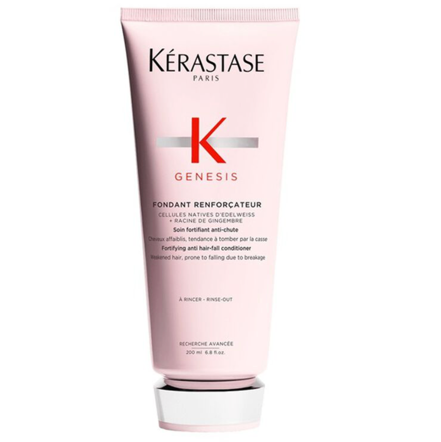 Acondicionador Genesis Fondant Reinforcateur 200 ml fortificante antirotura para cabello fino, sin sulfatos ni siliconas, hidrata profundamente y reduce la caída por rotura hasta un 97% con sistema completo
