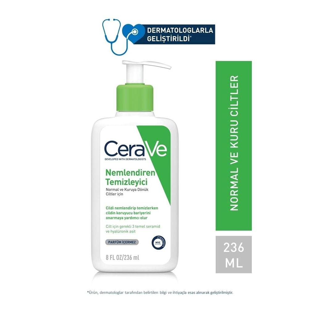 Cerave  Crema limpiadora hidratante facial para piel normal, seca 236ml
