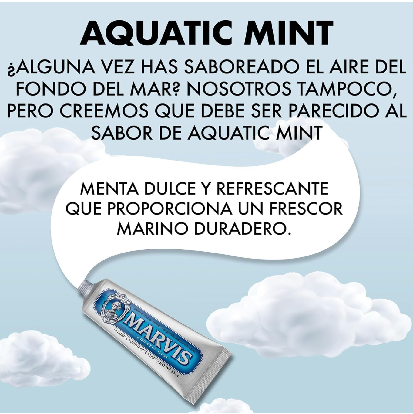 Marvis - Pasta de dientes Menta Acuática 85 ml para prevención de caries, con flúor y xilitol, fórmula vegana concentrada sin conservantes, frescor polar intenso
