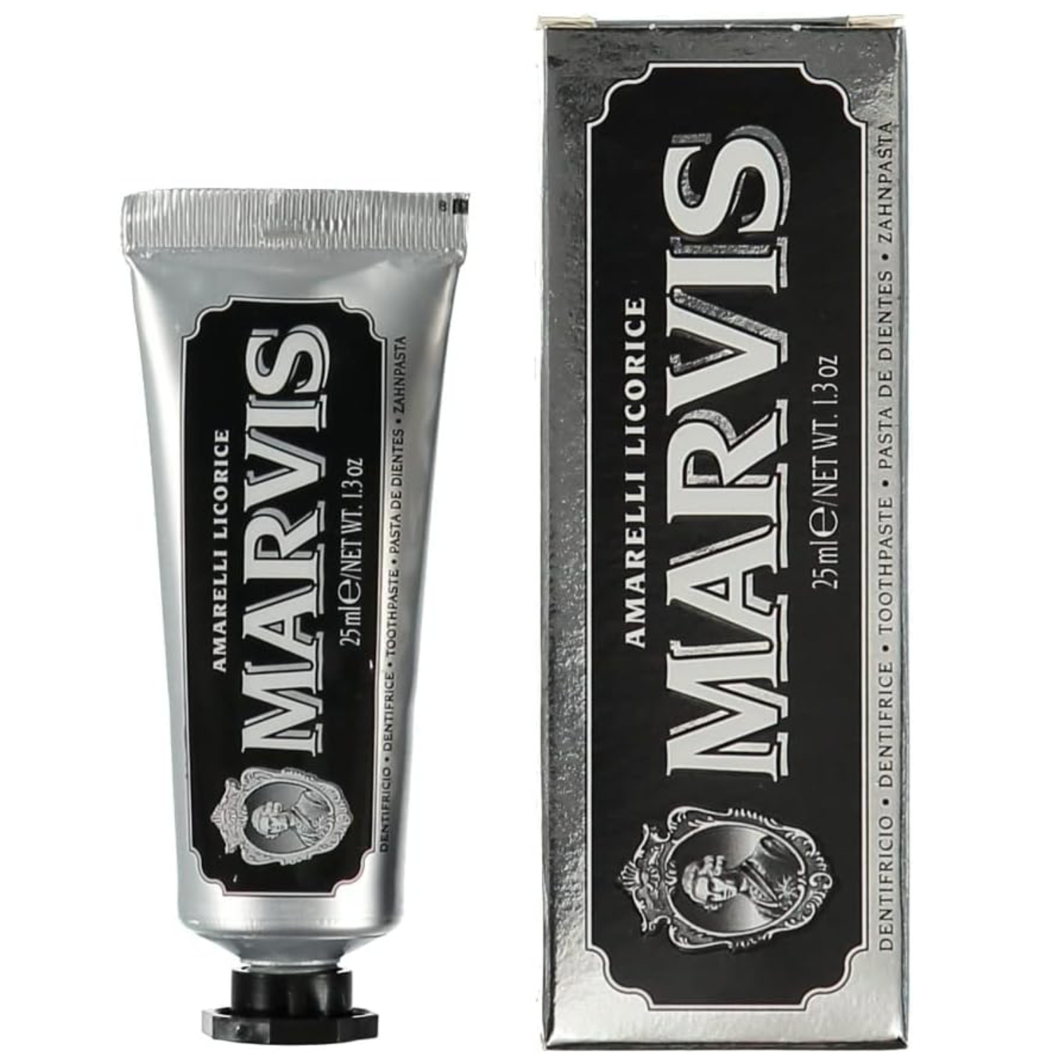 Marvis - Pasta de dientes Amarelli Licorice 85 ml tipo blanqueadora con flúor y xilitol para prevención de caries, fórmula vegana sin conservantes y textura sedosa ideal para cuidado bucal diario