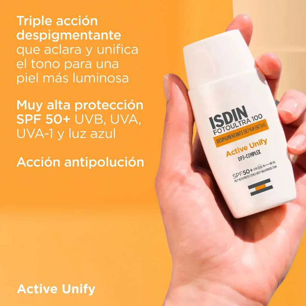 ISDIN - Crema fotoprotectora facial FotoUltra 100 Active Unify SPF 50+ con DP3-Complex® 50 ml