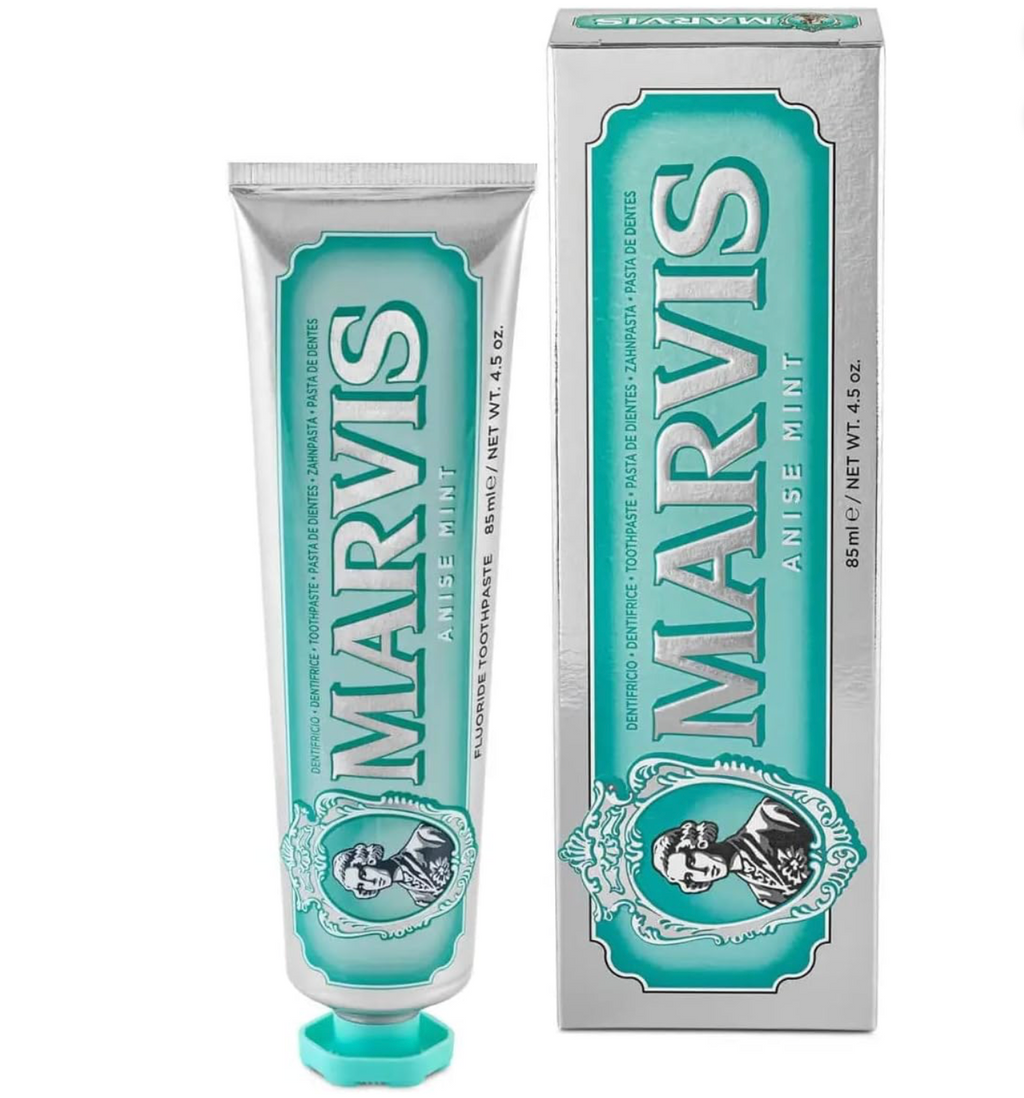 Marvis ( 3UNIDADES ) Pasta de dientes Anise Mint 85 ml para cuidado bucal premium, con flúor y xilitol contra caries, fórmula vegana concentrada y sin conservantes