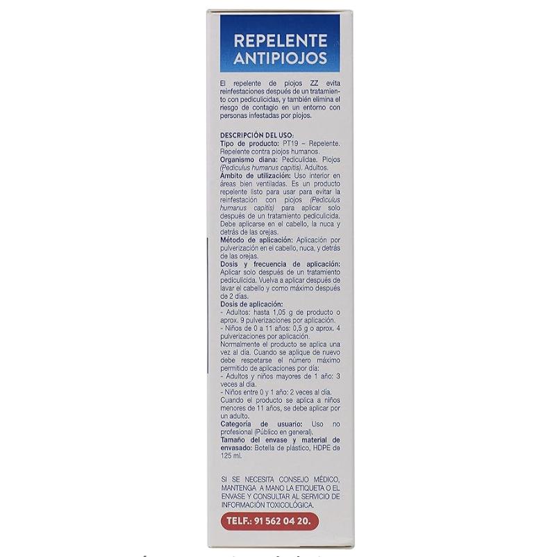 Repelente Antipiojos ZZ Prevención Aparición Piojos 125 Ml