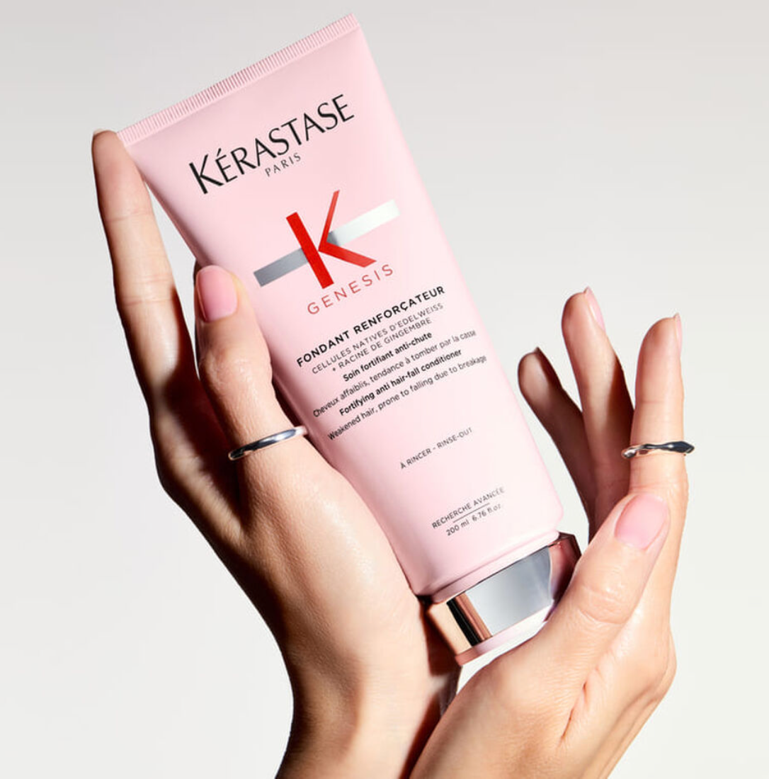 Acondicionador Genesis Fondant Reinforcateur 75 ml  fortificante antirotura para cabello fino, sin sulfatos ni siliconas, hidrata profundamente y reduce la caída por rotura hasta un 97% con sistema completo