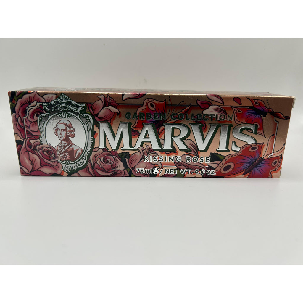 MARVIS - Pasta de dientes Kissing Rose para mujer, perfume oral sublime con aroma floral-frutal de rosa búlgara y toque refrescante de menta, perfecta para quienes buscan fragancias femeninas sofisticadas y únicas