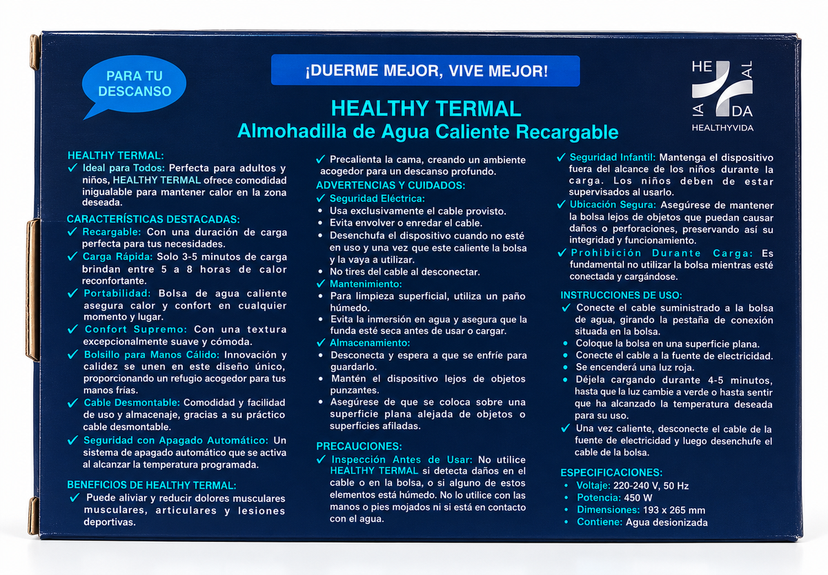 HEALTHY TERMAL ALMOHADILLA DE AGUA CALIENTE